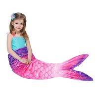 WERNNSAI Mermaid Tail Blanket - Mermaid Wearable Blankets for Kids Girls All Seasons Soft Flannel Mermaid Scale Sleeping Bags Snuggle Blanket for Toddler Teens Birthday (Purple & Pink)