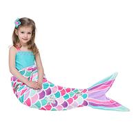WERNNSAI Mermaid Tail Blanket - Plush Mermaid Wearable Blanket for Girls Teens 140 x 60 cm All Seasons Soft Flannel Snuggle Pink Blanket Mermaid Scale Sleeping Bag