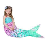 WERNNSAI Mermaid Tail Blanket - Wearable Blankets for Kids & Teens, Soft Flannel Mermaid Scale Sleeping Bags & Snuggle Blanket for All Seasons (Pink & Green)