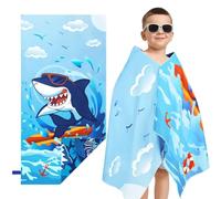WERNNSAI Microfibre Kids Beach Towel for Boys, Shark Double-sided Quick Dry Towels for Kids, 76 X 150 cm kids Beach Pool Bath Bathroom Swimming Towel, Ultra Absorbent Super Soft Beach Blanket Towel