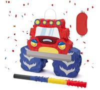 WERNNSAI Monster Truck Pinata Bundle With Blindfold and Bat for Boys Kids Theme Party Decoration Supplies - Cool Car for Birthday, Carnival Celebration Game