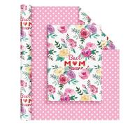 WERNNSAI Mother’s Day Flower Wrapping Paper Roll - 1 Roll 17”x33 ft Mother’s Day Floral Wrapping Paper for Women Mom Pretty Gift Wraps for Anniversary Birthday Large Rose Wrapper Watercolor Design