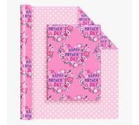 WERNNSAI Mother’s Day Wrapping Paper Roll - 1 Roll 17”x 33 ft Happy Mother's Day Wrapping Paper for Women Mom Pink Floral Heart Gift Wrap for Anniversary Birthday DIY Crafts Pretty Rose Gift Wrapper