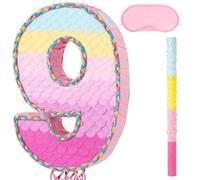 WERNNSAI Number 9 Pinata Pink 9th Birthday Party Decorations
