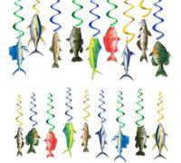WERNNSAI Ocean Fish Hanging Swirls - 18 PCS Gone Fishing Party Decorations for Boys Men Angler Birthday Party Decorations Fish Ceiling Decoration Fishing Club Tournament Supplies