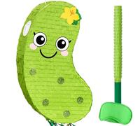 WERNNSAI Pickle Pinata - Cute Green Cucumber Pinata with Blindfold and Stick for Adults Funny Birthday Decoration Food Party Supplies Fiesta Activity Carnival Favors Big Dill Decor