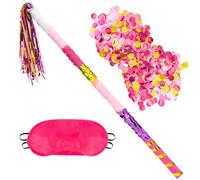 WERNNSAI Pink Pinata Stick with Blindfold and Confetti - 76cm Sturdy Extended Large Pinata Stick Set Piñata Stuffers Fillers for Unicorn Princess Birthday Party Supplies