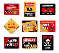 WERNNSAI Pirate Party Decorations - 9 PCS Pirate Birthday Party Banner Zone Sign for Boy Kids Birthday Party Advernture Treasure Pirate Party Supplies Wall Yard Decoration Fun Warning Sign