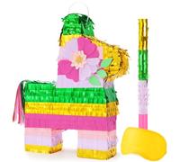 WERNNSAI Rainbow Donkey Pinata - Cinco de Mayo Pinata with Blindfold and Stick for Kids Girls Birthday Fiesta Party Decoration Mexican Party Carnival Supplies Luau Celebration