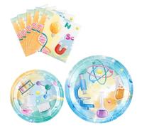 WERNNSAI Science Party Decorations - 48 Pcs Science Plates and Napkins Mad Scientist Birthday Decoration Chemistry Party Plates Set for Kids Little Scientist Labratory Favors for 16 Guests