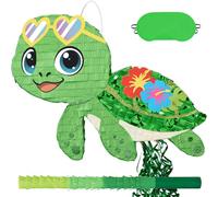 WERNNSAI Sea Turtle Pinata - Tropical Cool Turtle Pull String Pinata with Stick and Blindfold for Hawaiian Luau Party Decorations Under The Sea Birthday Supplies Summer Pool Beach Party Decor