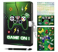 WERNNSAI Secret Diary for Boys - Luminous Game Notebook with Lock and Keys, Gift for Boys Kids School Travel Private Journal Hardcover A5 Lined Memos Writing Drawing Notepad Ballpoint Pen Stickers
