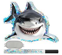 WERNNSAI Shark Pinata - Under the Sea Party Decorations Great White Shark Pinata with Blindfold and Stick for Men Ocean Birthday Decorations Celebration Summer Carnival Supplies