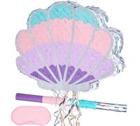 WERNNSAI Shell Pinata - Mermaid Shellfish Pinata with Blindfold and Bat for Kids Girls Birthday Decoration Under The Sea Party Game Kids Birthday Celebration Baby Shower Supplies