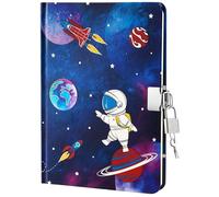 WERNNSAI Space Kids Diary for Boys - Luminous Secret Diary with Lock and Keys, A5 160 Lined Pages Kids Journal School Travel Notebook Boys Gifts for Birthday Christmas Presents Ages 5-10