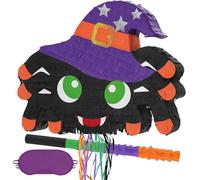 WERNNSAI Spider Pinata - Pull String Pinata with Blindfold Stick Cute Spider Decoration Birthday Party Game for Kids Boys Birthday Party Supplies Holiday Outdoor Yard Decor