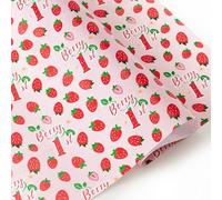 WERNNSAI Strawberry Wrapping Paper - 6 Sheets 1st Birthday Wrapping Paper Pink Baby Shower Wrap Papers for Girls 1st Birthday New Born Kids Christening Wrap Decoration 70 x 50 cm