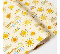 WERNNSAI Sunshine Boy Wrapping Paper - 6 Sheets Baby Boy Wrapping Paper Cute Yellow Baby Shower Wrap Papers for Kids Newborn Son 1st Birthday Christening Wrap Decoration 70 X 50 cm