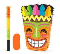WERNNSAI Tiki Pinata -Tropical Hawaii Piñata with Blindfold Stick Hawaiian Luau Party Decorations for Summer Pool Birthday Decorations Carnivals Festivals Celebration Supplies