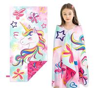 WERNNSAI Unicorn Kids Beach Towel for Girls, 76 X 150 cm Double-sided Towels for Kids, kids Beach Pool Bath Bathroom Swim Towel, Quick Dry Ultra Absorbent Super Soft Beach Blanket Towel