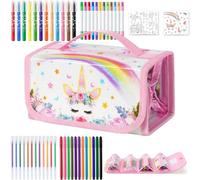 WERNNSAI Unicorn Marker Set - 58 PCS Scented Markers for Kids with Unicorn Pencil Case, Stickers and Coloring Papers