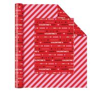 WERNNSAI Valentines Wrapping Paper Roll - 1 Roll 17”x 33ft Red Happy Valentines Day Gift Wrap Supply Love Heart XOXO Design for Girls Women Valentine Date Favor
