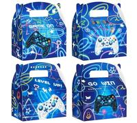 WERNNSAI Video Game Party Supplies - 12 PCS Game Party Favor Boxes Boys Candy Goodie Snack Bags Blue Birthday Treat Gift Boxes for Boys Birthday Decorations Game Night