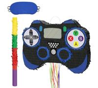 WERNNSAI Video Game Pinata - Gaming Birthday Piñata Boys Children Game Controller Piñata with Eye Mask Stick Tassel Birthday Party Game Evening Decoration Carnival Party Game Accessories Blue