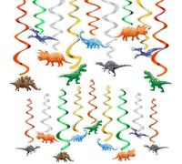 WERNNSAI Watercolor Dinosaur Hanging Swirl - 24PCS Dinosaur Party Decorations for Boys Kids Dino Theme Birthday Party Supplies Jurassic World Hanging Spiral Garlands Ceiling Decor