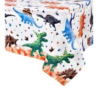 WERNNSAI Watercolour Dinosaur Party Tablecloth - 2PCS 137 x 274cm Dinosaur Party Supplies for Kids Boys Dino Theme Birthday Party Decoration Dinosaur Printed Rectangular Plastic Disposable Table Cover