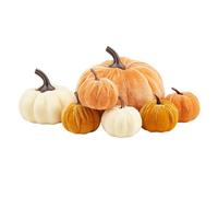 WERNZATT 7pcs Artificial Velvet Foam Fabric Pumpkins Decoration for Halloween Thanksgiving Fall Home Farmhouse Harvest Decor (Multicolor, Assorted Sizes)