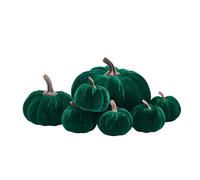 WERNZATT 7pcs Artificial Velvet Foam Fabric Pumpkins Decoration for Halloween Thanksgiving Fall Home Farmhouse Harvest Decor (Green, Assorted Sizes)