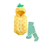 WERNZATT Baby Halloween Costumes Toddler Girl Boy Animal Cosplay Outfits Fuzzy Warm Funny Zip-Up Hooded Romper + Leg Warmers (Yellow Pineapple, 6-12 Months)