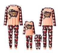 WERNZATT Family Matching Halloween Pajamas Bat Ghost Cat Pumpkin Print Long Sleeve Sleepwear for Family Couples Kids Holiday PJS Sets Homewear Loungewear (Kids, 24_months, F Orange)