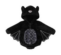 WERNZATT Infant Baby Girl Bat Costumes Glitter Batwing Long Sleeve Romper with Bow Headband My First Halloween Cosplay Party Outfit (Black Bat, 9-12 Months)