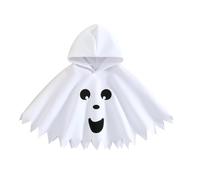 WERNZATT Toddler Boy Girl Halloween Costume Ghost Cloak Hooded Cape Poncho Baby Halloween Fancy Theme Party Cosplay Outfits (A White, 2-3T)