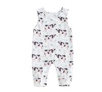 WERNZATT Western Baby Boy Girl Clothes Farm Animal Print Sleeveless Button Overalls Jumpsuit Country Summer One Piece Romper (Cow Blue, 6-12 Months)