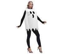 WERNZATT Women Ghost Costume for Adult Halloween Ghost Fun Cosplay Outfit Fancy Spooky Dress Up Halloween Rave Party Costumes (White, One Size)