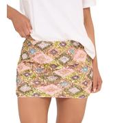 WERNZATT Womens Sequins Mini Skirts Sexy Side Split Tie Up Shiny Sparkly Bodycon Skirt Glitter Going Out Rave Party Clubwear (A Rose Red, M)