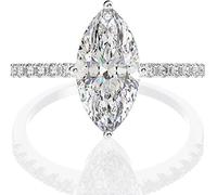 WEROFY Women Adjustable Rings,anxiety ring,Classic 925 Sterling Silver Marquise Simulated Moissanite Simulated Diamond Wedding Engagement White Ring for Girlfriend (Color : Wit, Size : 5)