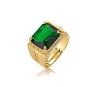 WEROFY women Adjustable Rings,anxiety ring,Luxury Domineering Rectangle Emerald GEM Man Ring Silver 925 Jewelry Adjustable Gold Wedding Party Jewelry Gift For Men