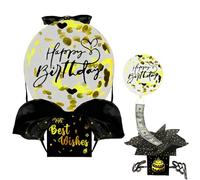 Werownsgs Happy Birthday Money Box Gift Pull for Any Age Fun Surprise Gift Box With Balloon Happy Birthday Surprise Set Suitable for Boys Girls Family Friends Birthday Party (Black)