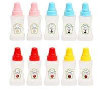 Werownsgso 10PCS Mini Ketchup Bottles Squeezy Bottles with Screw Caps 23ml Small Condiment Squeeze Bottle Portable Honey Sauce Dressing Dispensers Containers Reusable Suitable for Picnics Work and Sch