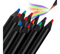 Werownsgso 12 Pieces Rainbow Pencils Set, 7-Color Pencils for Kids and Adults, Black Wooden Rainbow Core Pencil, Multicoloured Pencil for Art Drawing, Sketching, Colouring