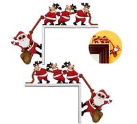 Werownsgso 2 PCS Christmas Door Frame Decorations Christmas Santa Topper Corner Decor with Round Sticker Creative Santa Claus Elk Angel Wooden Door Frame Corner Sign for Home Door Window Decoration