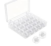 Werownsgso 2 Sets of 25 PCS Bobbins for Sewing Machine Sewing Bobbins with Case Universal Clear Bobbins with Bobbin Case Organiser Box for Craft Accessories Bobbin Storage Sewing Machine Accessories