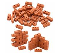 Werownsgso 200PCS Mini Bricks Brick Sim Bricks Miniature Model Micro Bricks for Garden Building Bricks for DIY Garden Ornament Micro Landscape Accessories (3 Holes)