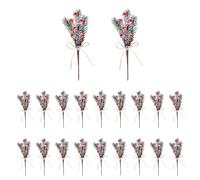 Werownsgso Christmas Berry Stems 20 cm Artificial Mistletoe Sprigs Holly Stem and Red Berry Pine Cones and Pine Branches Christmas Decorations for Home Vase Xmas Wreaths Decor (20, Red)