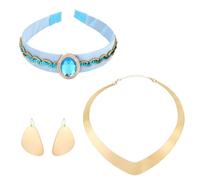 Werownsgso Women's Princess Costume Accessories Arabic Princess Accessory Set with Headband Gold Chunky Choker Necklace and Earrings for Carnival Party Stage Performance Birthday Pack of 3
