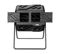 Werph Compost Bin, Outdoor Composter, Fast Assembly 43 Gallon Dual Chamber Outdoor Compost Tumbler, Heavy Duty Tumbling Rotating Composter for Patio, Garden,Yard, Black, Easy Setup, Gloves Included